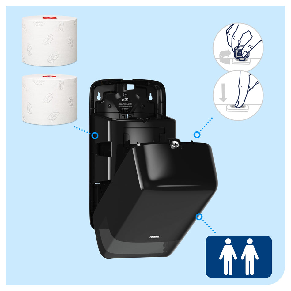 Tork Distributeur Double Papier Toilette Rouleau Mid-size noir T6
