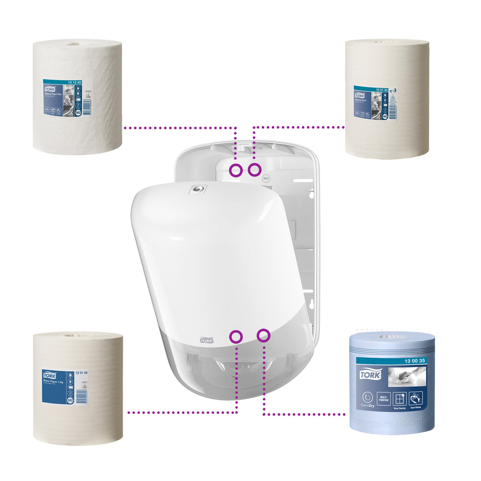 Tork Distributeur à dévidage central blanc M2