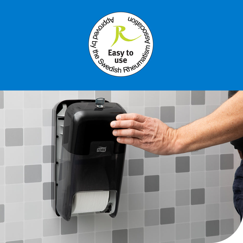 Tork OptiServe® Distributeur pour Papier toilette 2 rouleaux sans mandrin noir T7