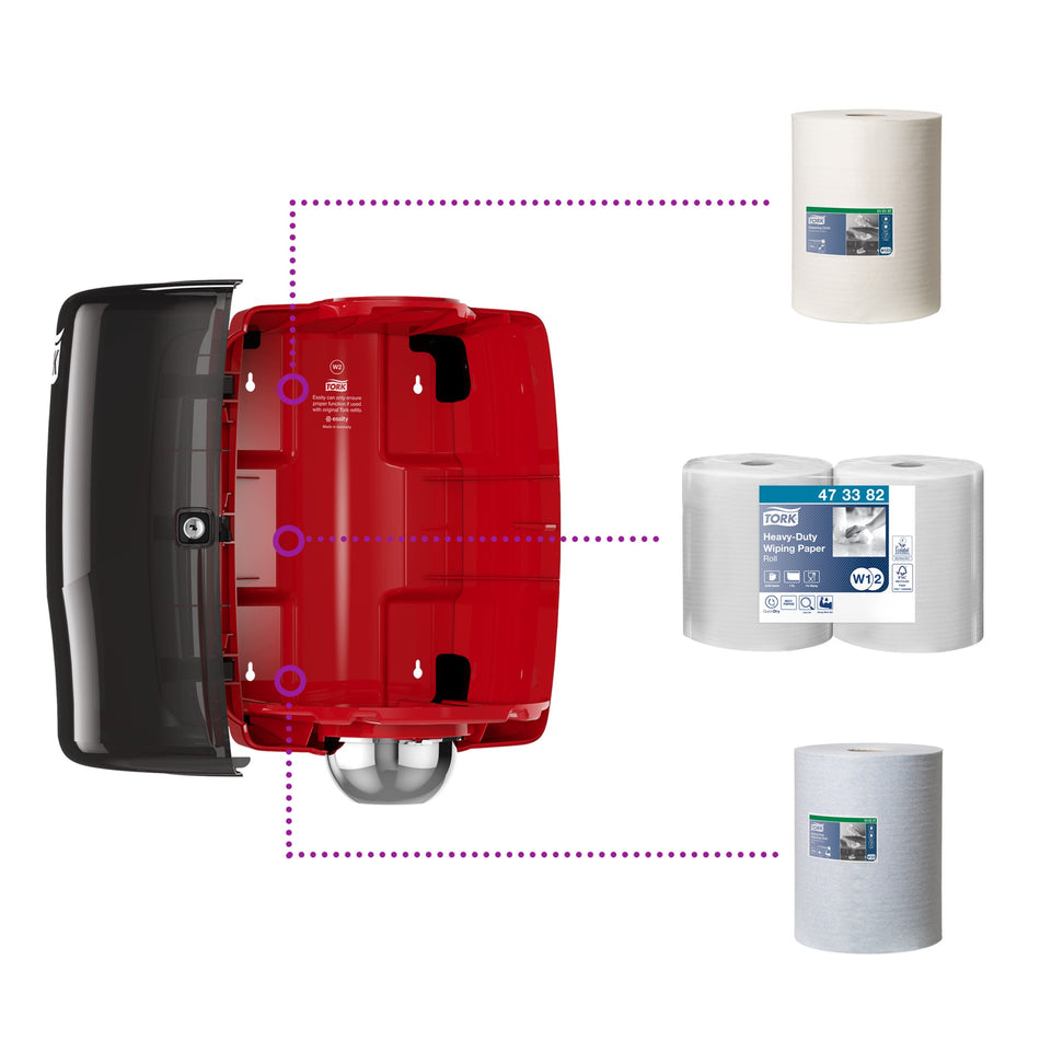 Tork Distributeur à Dévidage Central rouge et noir W2