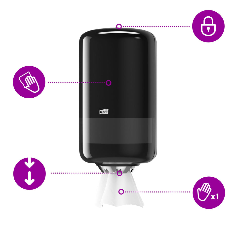 Tork Mini Distributeur à Dévidage Central noir M1