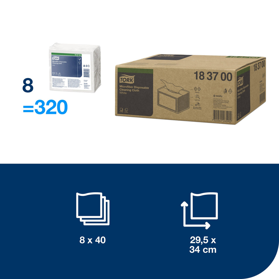 Tork Mikrofaser Einweg Reinigungstücher Weiß mit blauem Druck