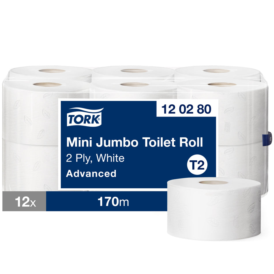 Tork Papier toilette rouleau Mini Jumbo blanc T2