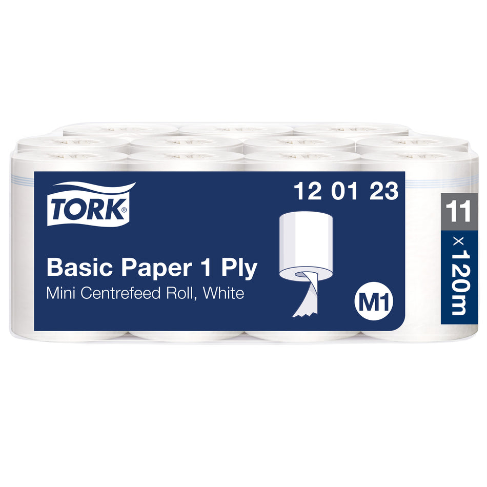 Tork Papier d'Essuyage Basic pour Distributeur à Dévidage Central blanc M1