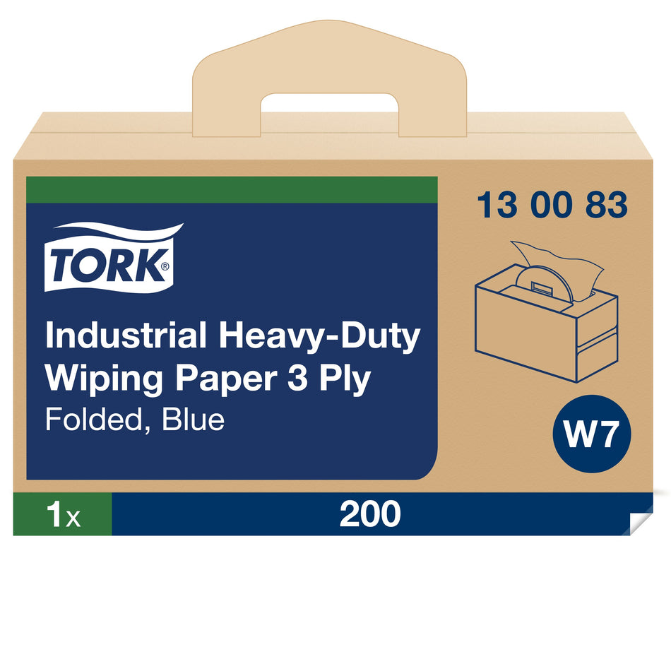 Tork Papier d'Essuyage Industriel ultra-résistant bleu W7