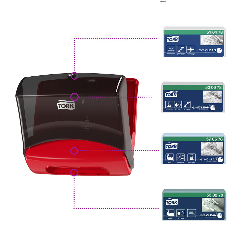 Tork Einzeltuchspender Rot und Schwarz W4
