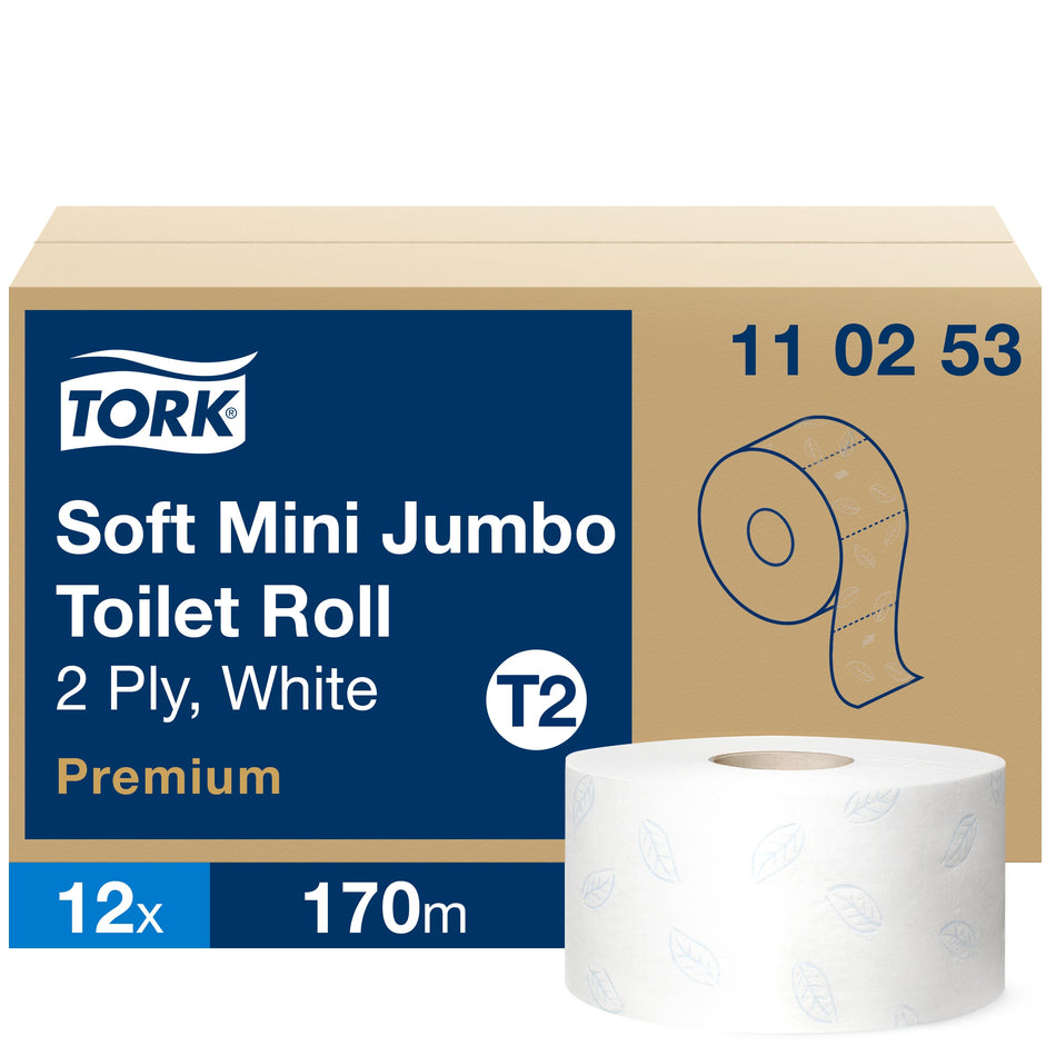 Tork Papier toilette rouleau Mini Jumbo Doux Blanc T2
