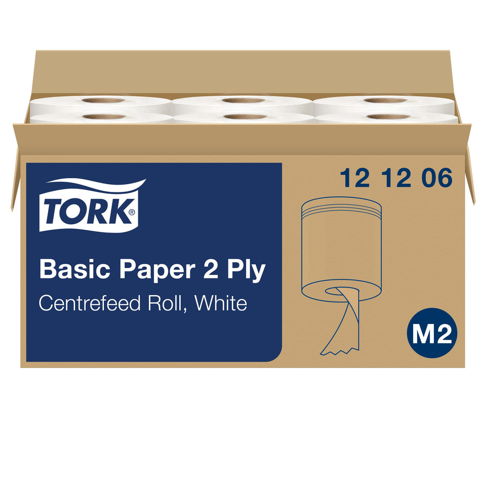 Tork Papier d’Essuyage Basic pour Distributeur à Dévidage Central blanc M2