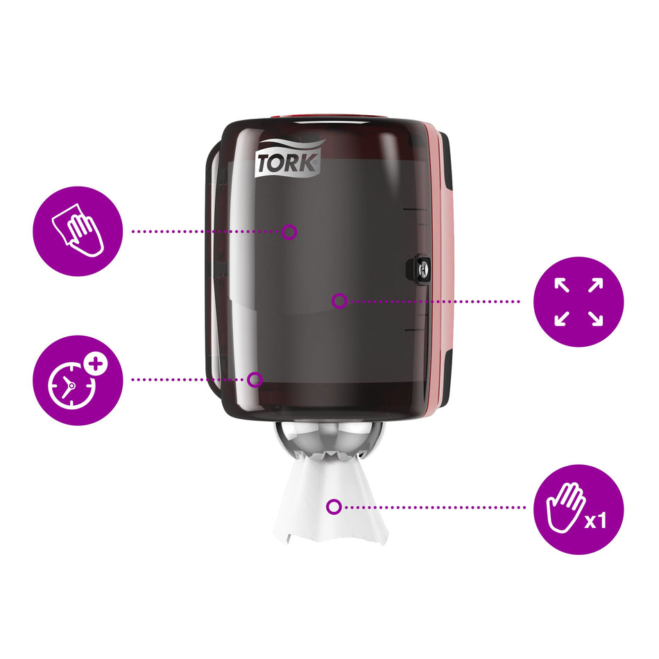 Tork Distributeur à Dévidage Central rouge et noir M2