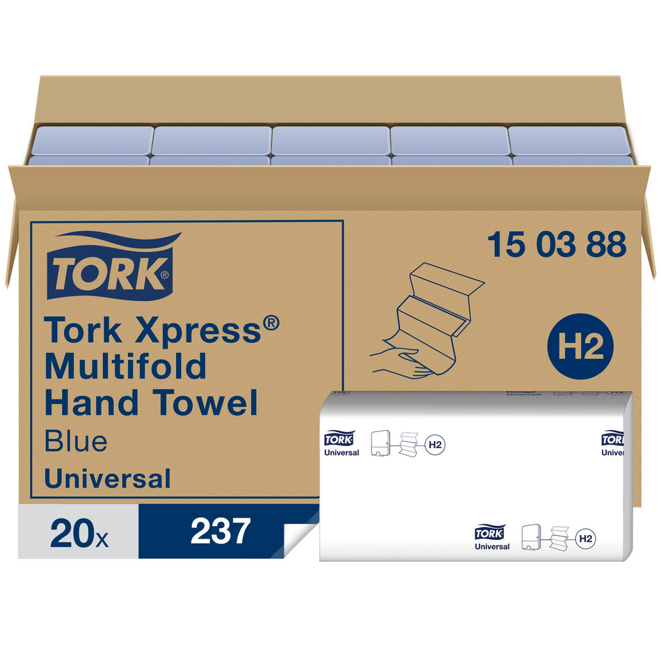 Tork Xpress® Essuie-mains interfoliés bleus H2