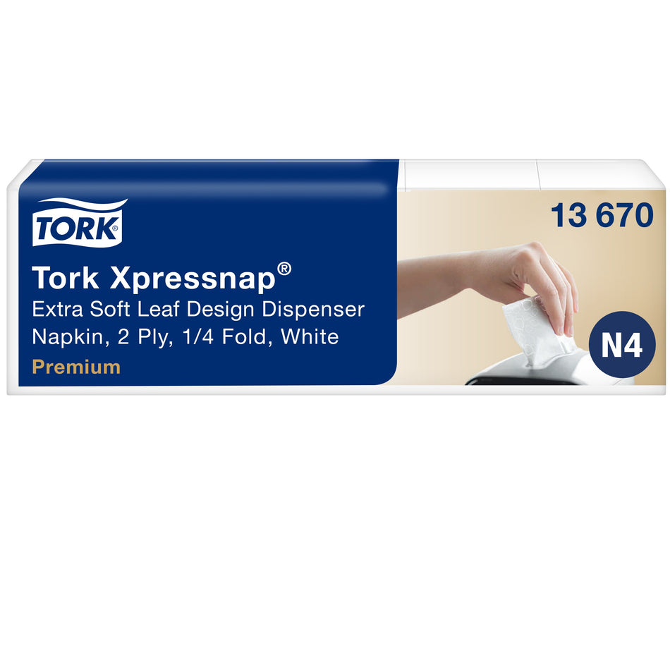 Tork Xpressnap® Serviettes Enchevêtrées Extra Douces Blanches décor feuille pour distributeur N4
