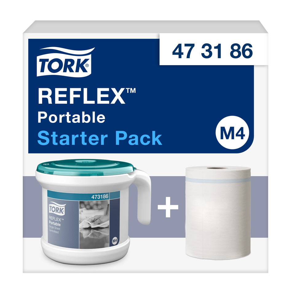 Tork Reflex™ Starter pack pour Bobine à Dévidage central blanc et turquoise M4