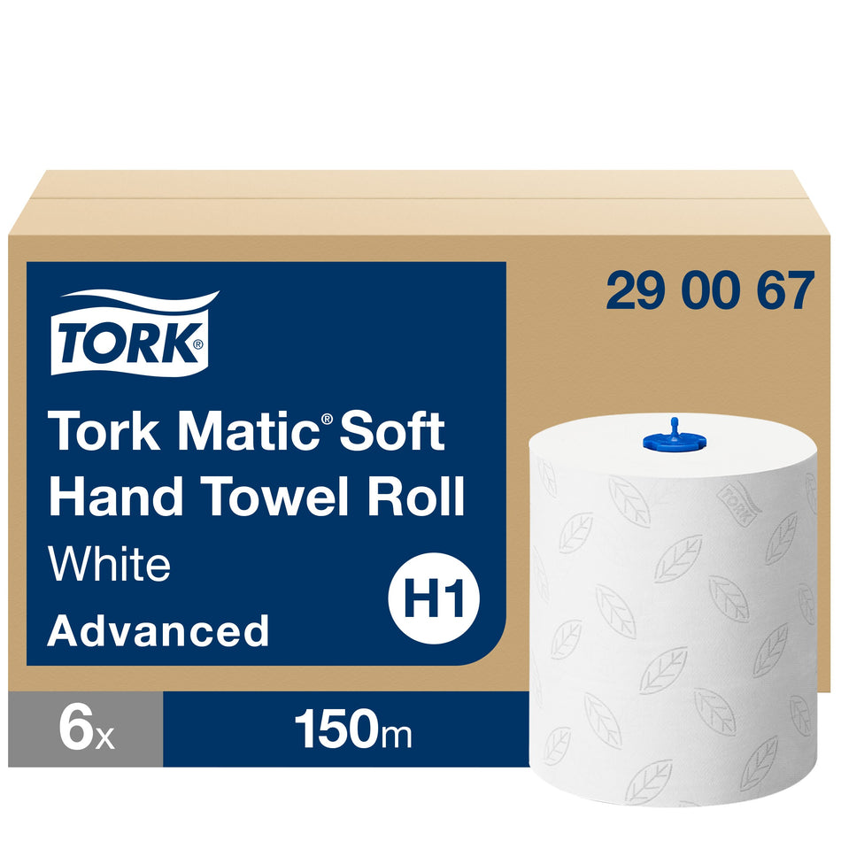 Tork Matic® Essuie-mains doux blancs à feuilles grises H1