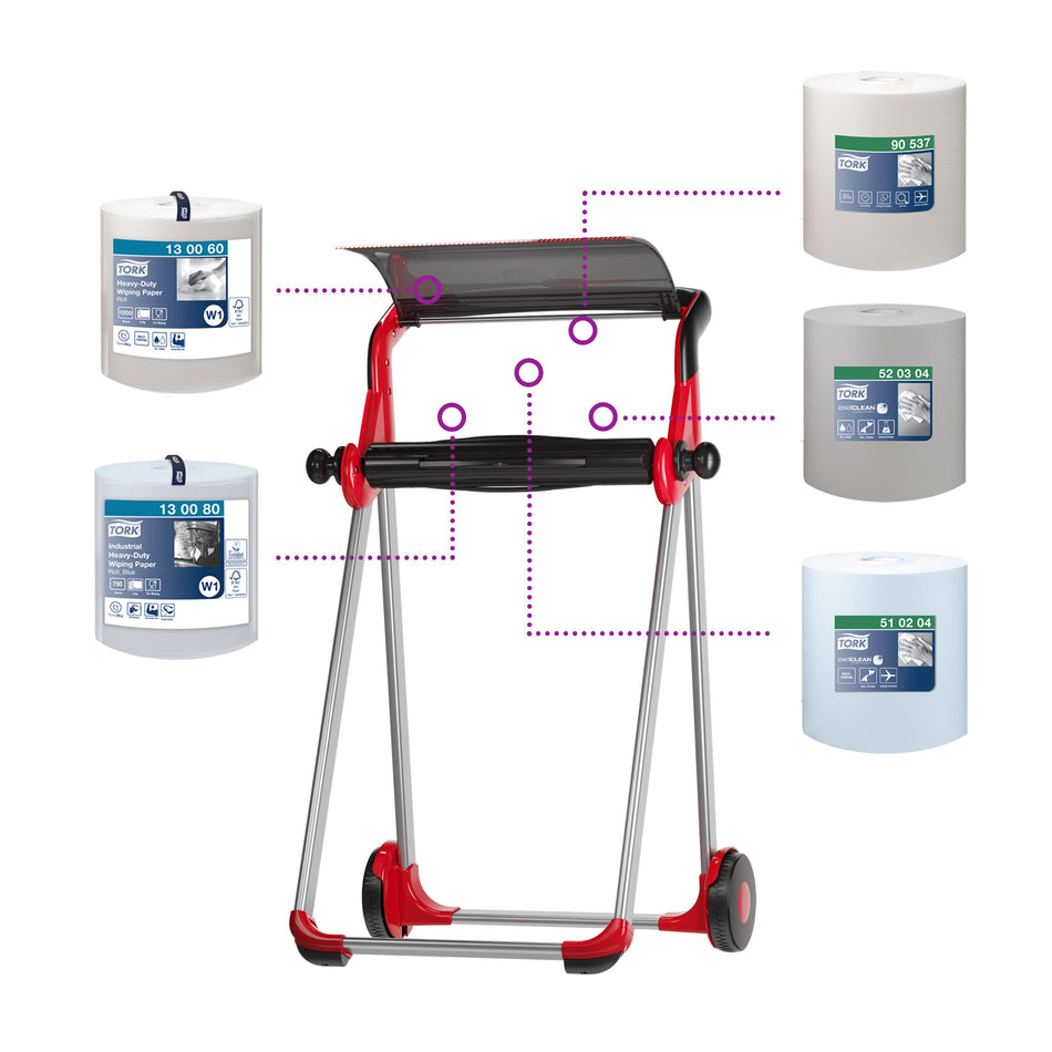 Tork Bodenständer für Wischtuchrollen Rot und Schwarz W1