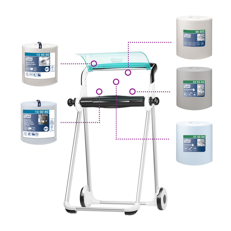 Tork Bodenständer für Wischtuchrollen Weiß und Türkis W1