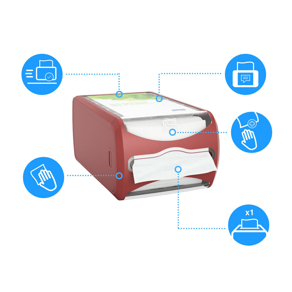 Tork Xpressnap® Distributeur de Serviettes de comptoir rouge N4