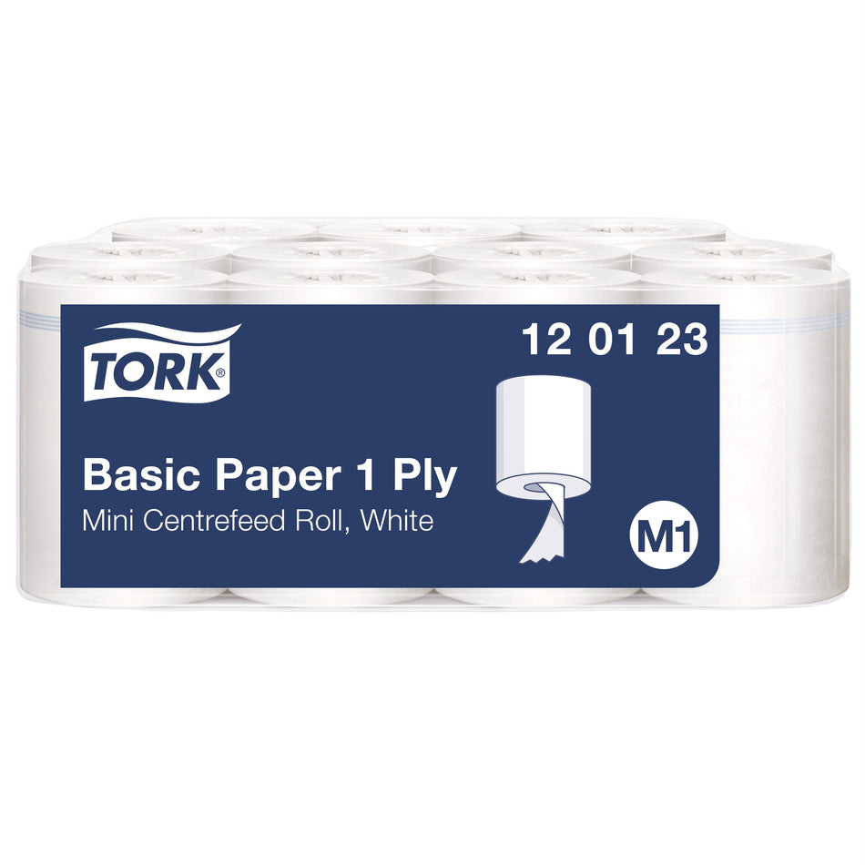 Tork Papier d'Essuyage Basic pour Distributeur à Dévidage Central blanc M1
