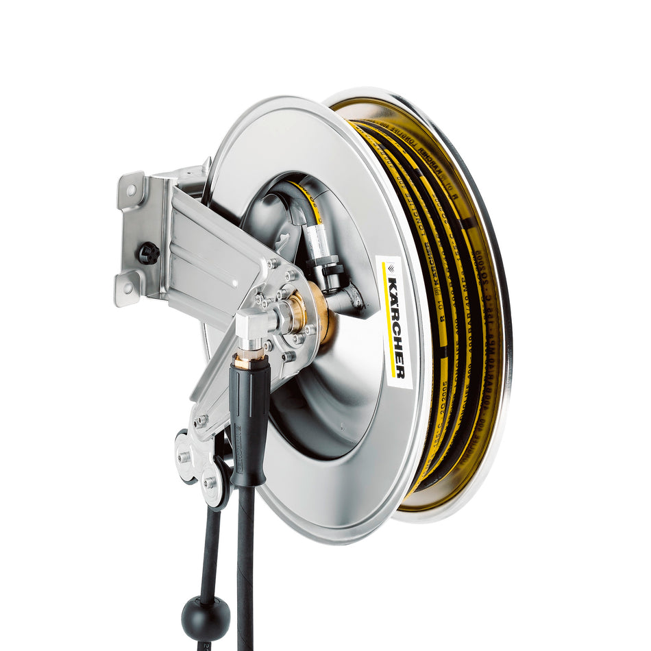 Automatische Schlauchtrommel, Edelstahl inkl. Schwenkhalter, 20 m
