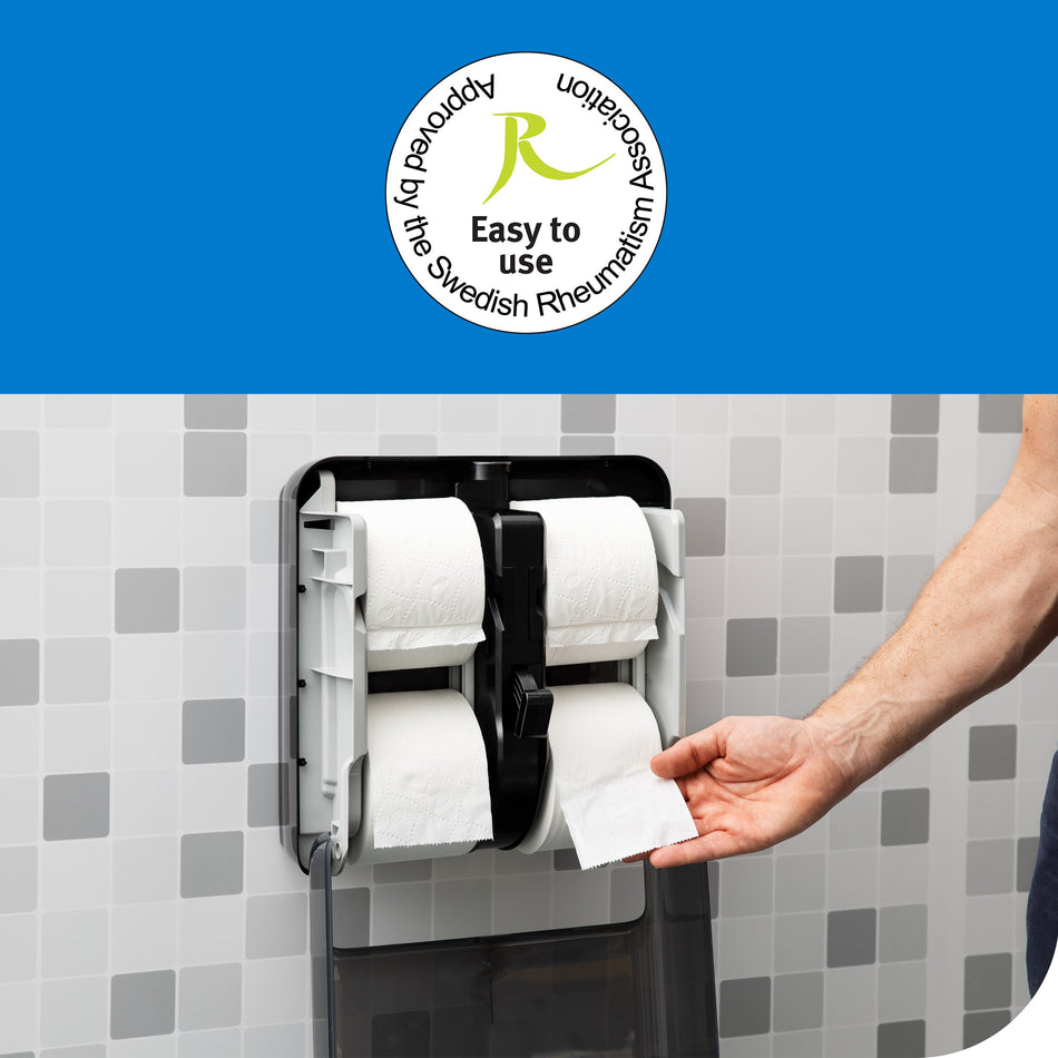 Tork OptiServe® Distributeur pour Papier toilette 4 rouleaux sans mandrin noir T7