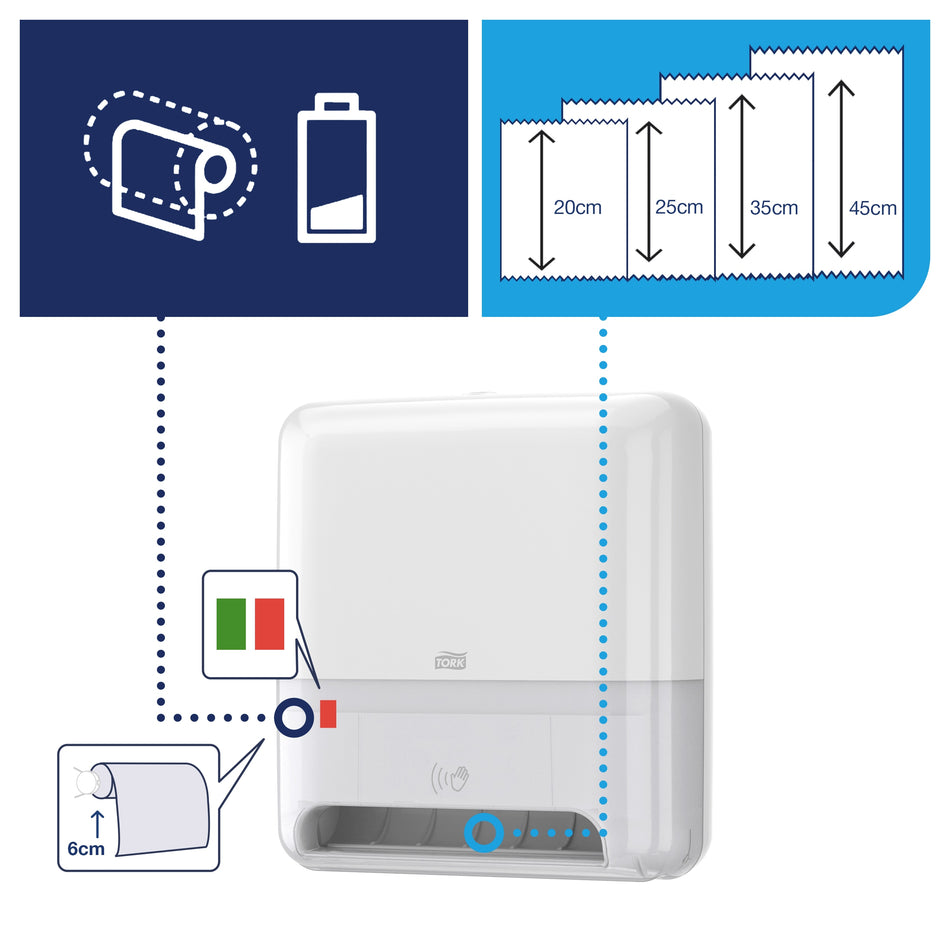 Tork Matic® Distributeur automatique pour essuie-mains rouleau blanc H1