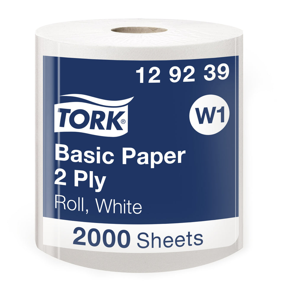 Tork Bobine de papier d'essuyage basique blanc W1
