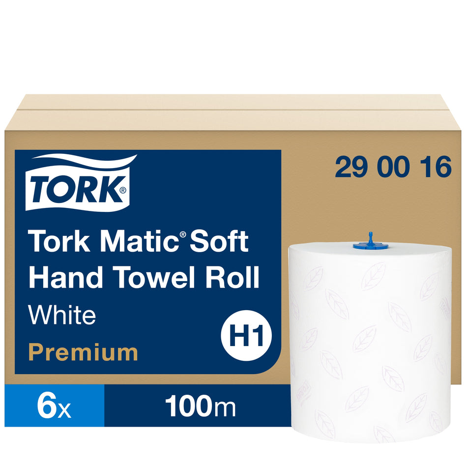 Tork Matic® Essuie-mains blancs à feuilles bleues doux H1