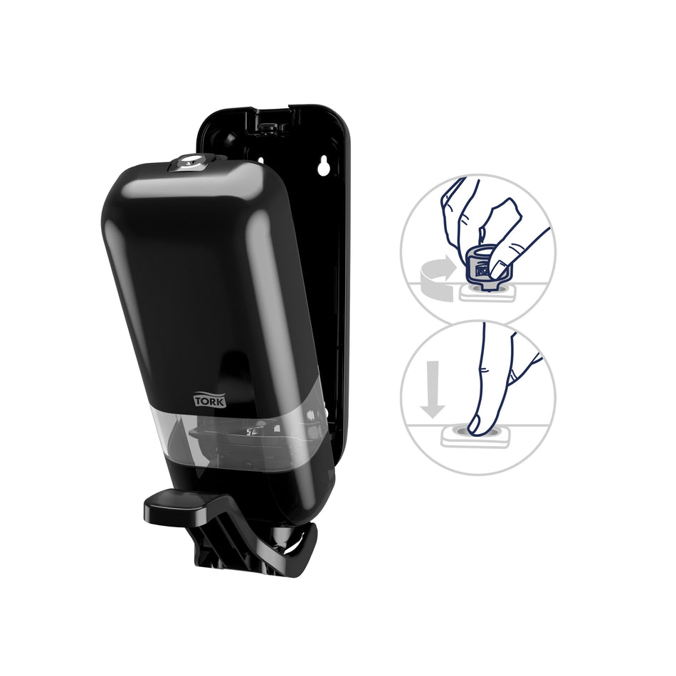 Tork Distributeur de savon et de désinfectant avec levier coude noir S4