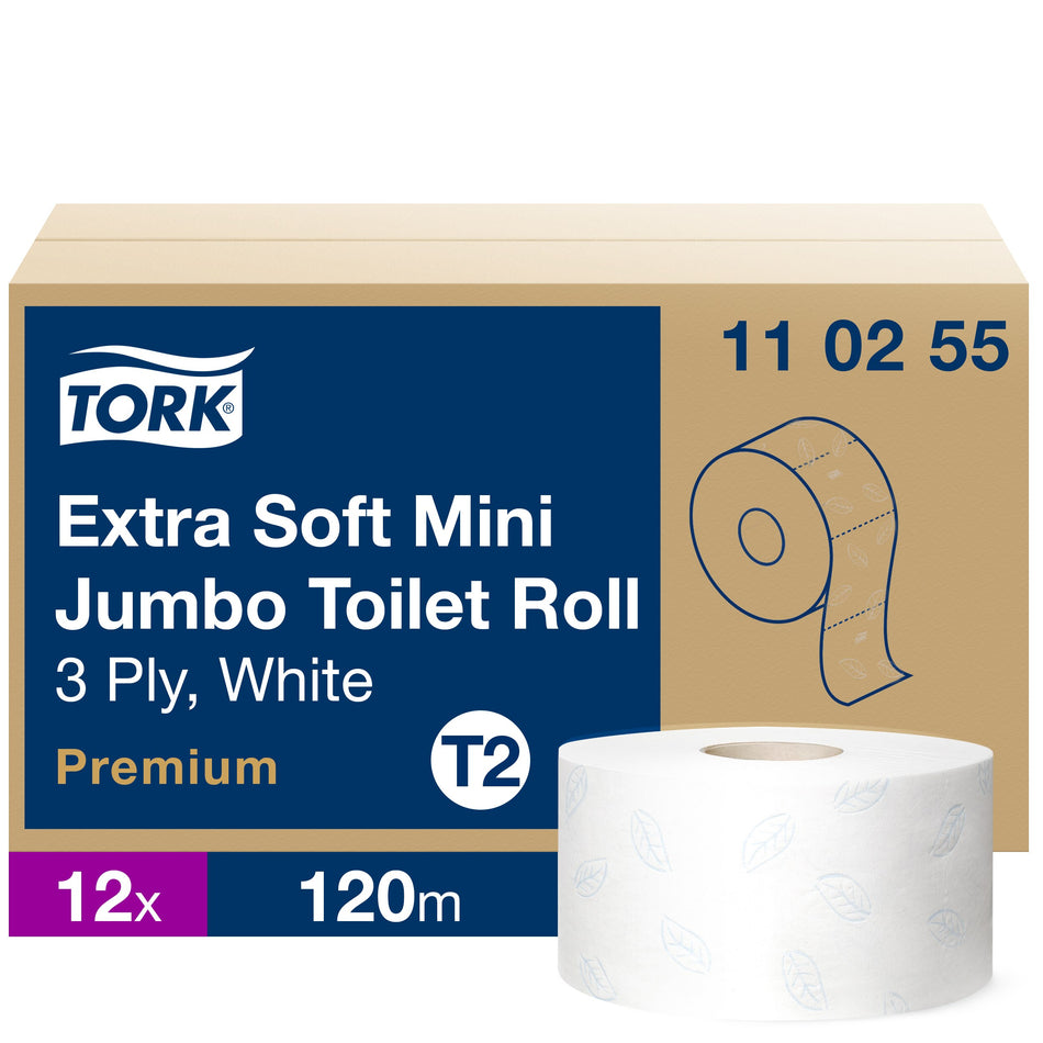 Tork Papier Toilette mini Jumbo extra-doux blanc T2