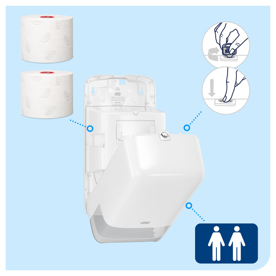 Tork Distributeur double pour Papier Toilette Rouleau Mid-size blanc T6