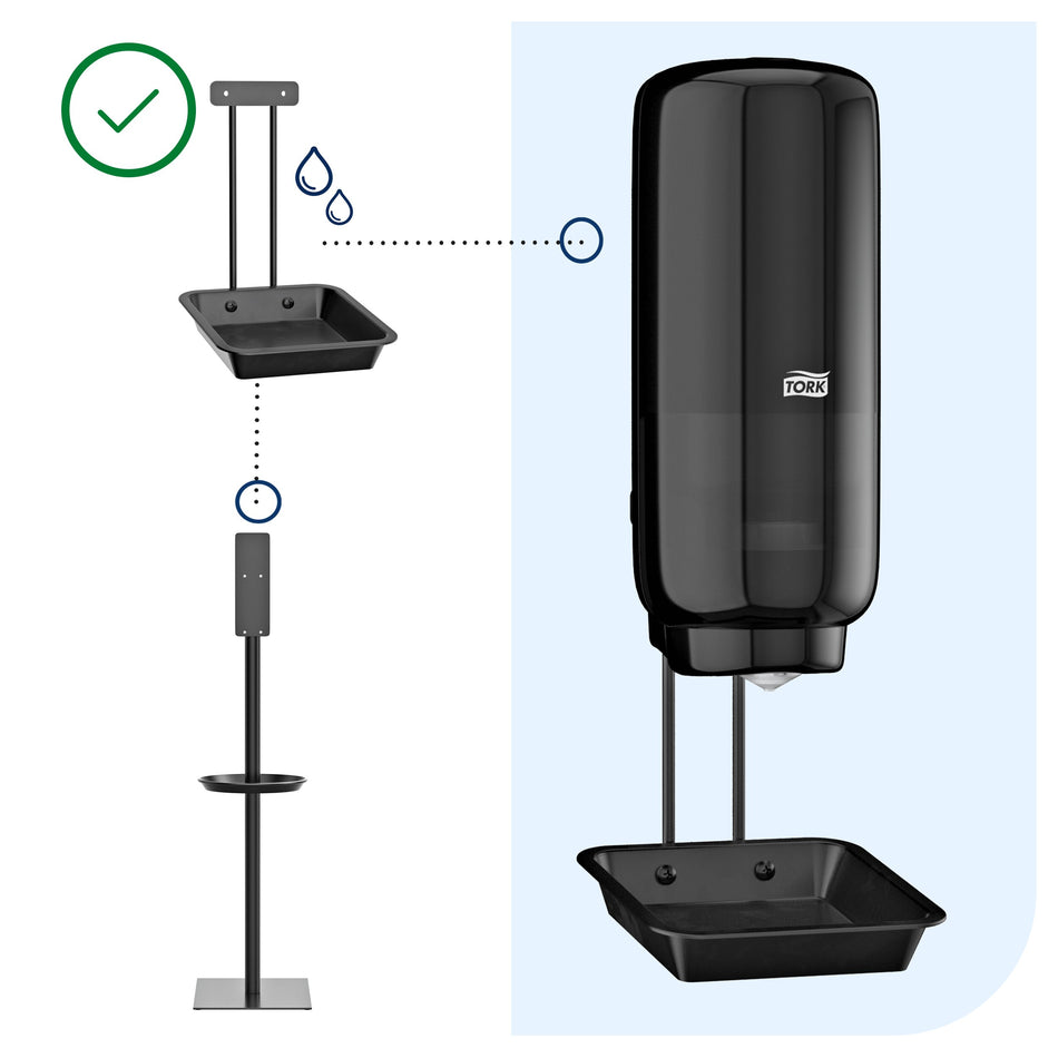 Tork Protection de sol pour Stand de désinfection des mains Tork, Noir