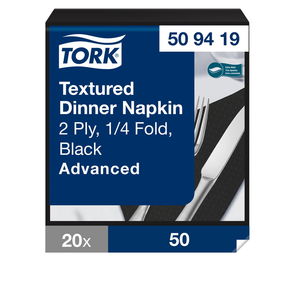 Tork Textured Dinnerservietten Schwarz